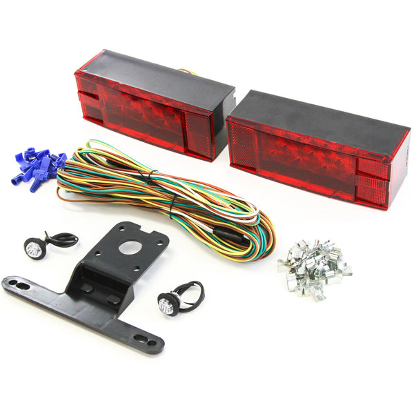 Red Hound Auto LED Submersible LowProfile Rectangle Light Kit Boat Marine & 2 Clear Side Marker