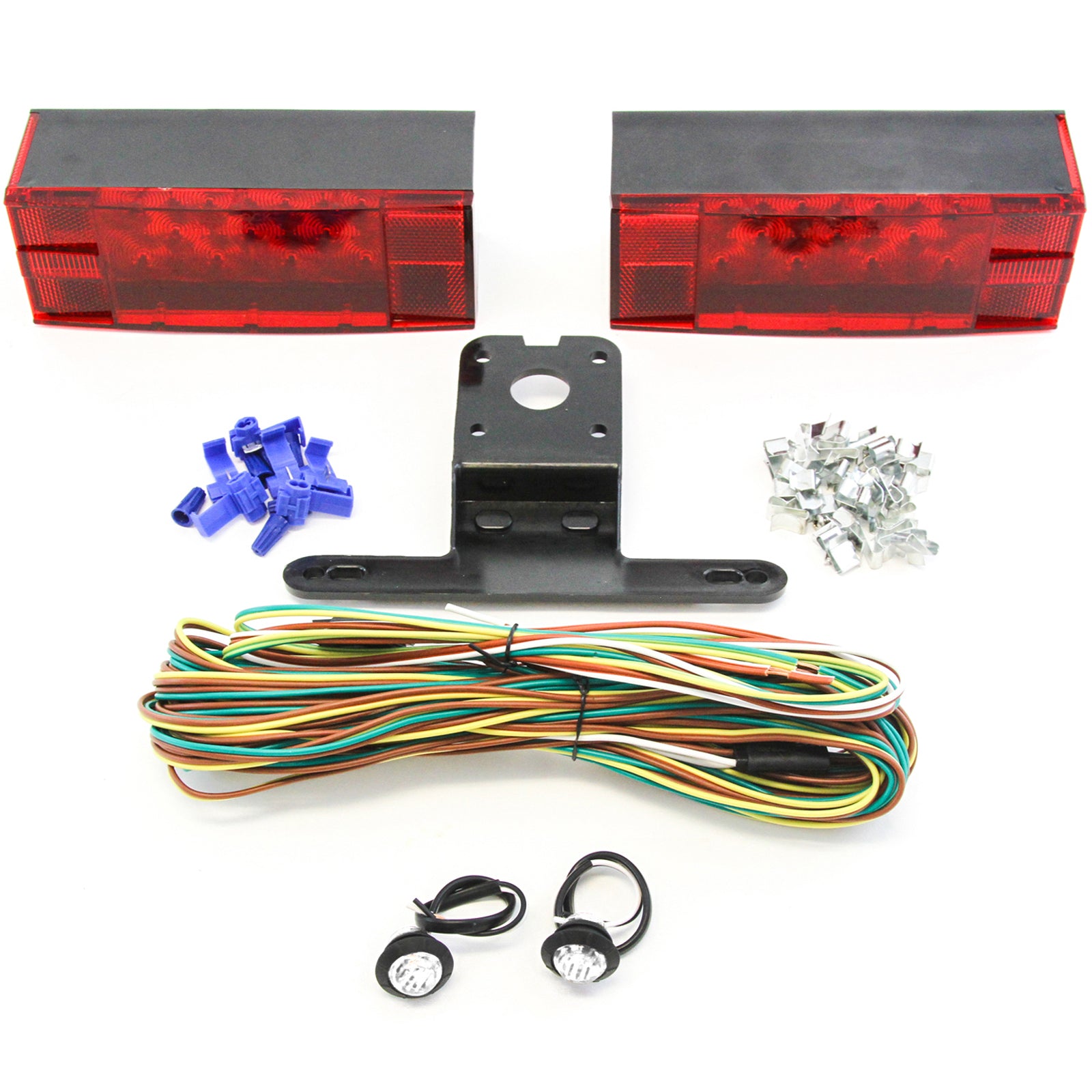 Red Hound Auto LED Submersible LowProfile Rectangle Light Kit Boat Marine & 2 Clear Side Marker