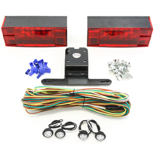 Red Hound Auto LED Submersible LowProfile Rectangle Light Kit Boat Marine & 4 Clear Side Marker