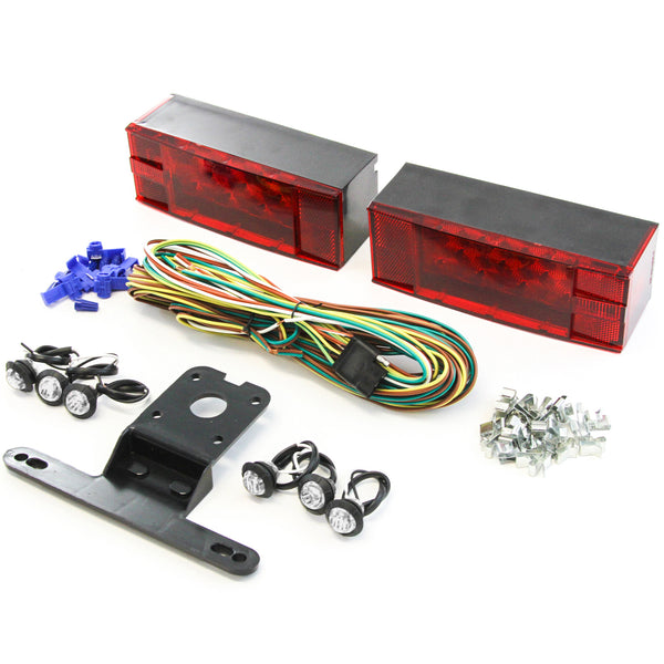 Red Hound Auto LED Submersible LowProfile Rectangle Light Kit Boat Marine & 6 Clear Side Marker