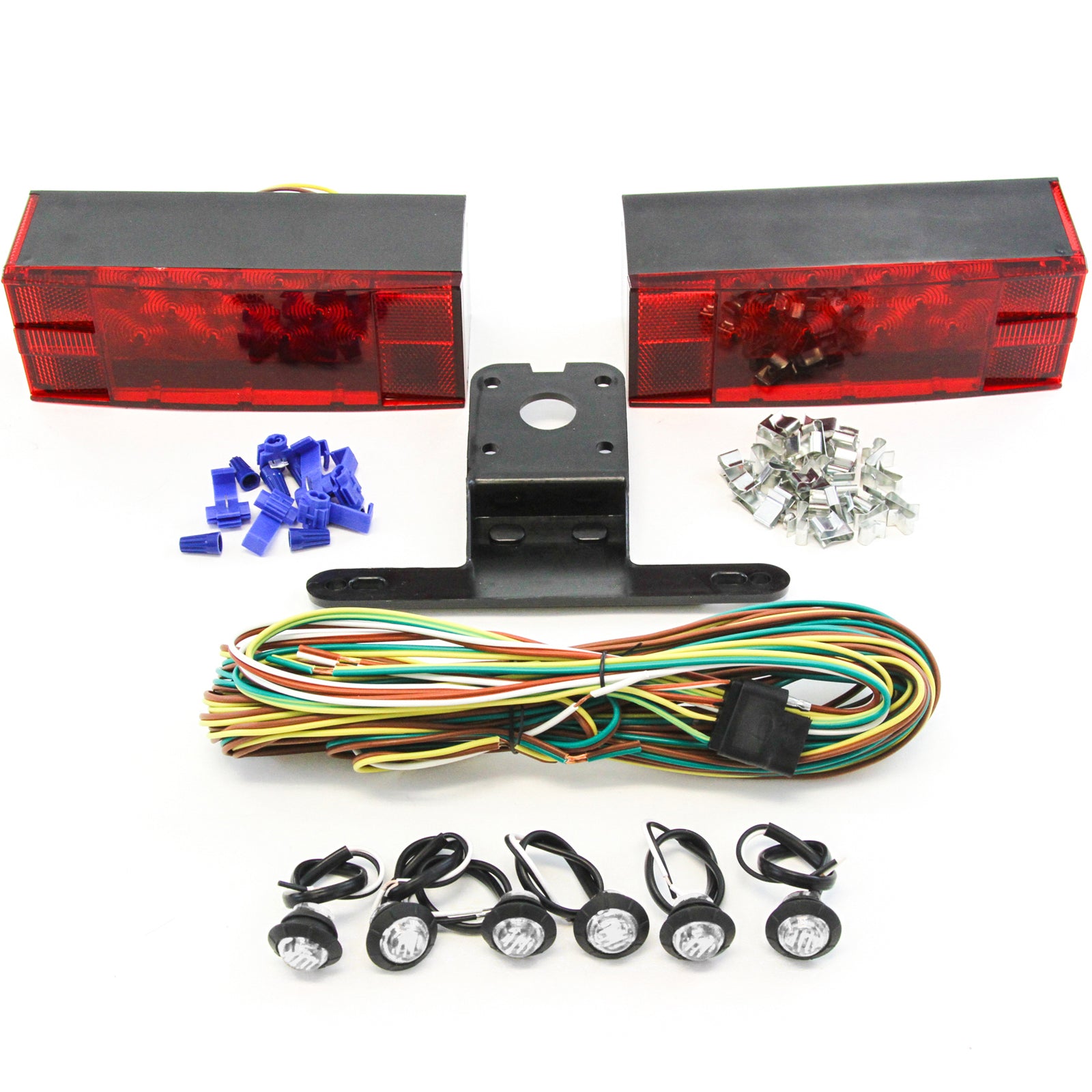 Red Hound Auto LED Submersible LowProfile Rectangle Light Kit Boat Marine & 6 Clear Side Marker