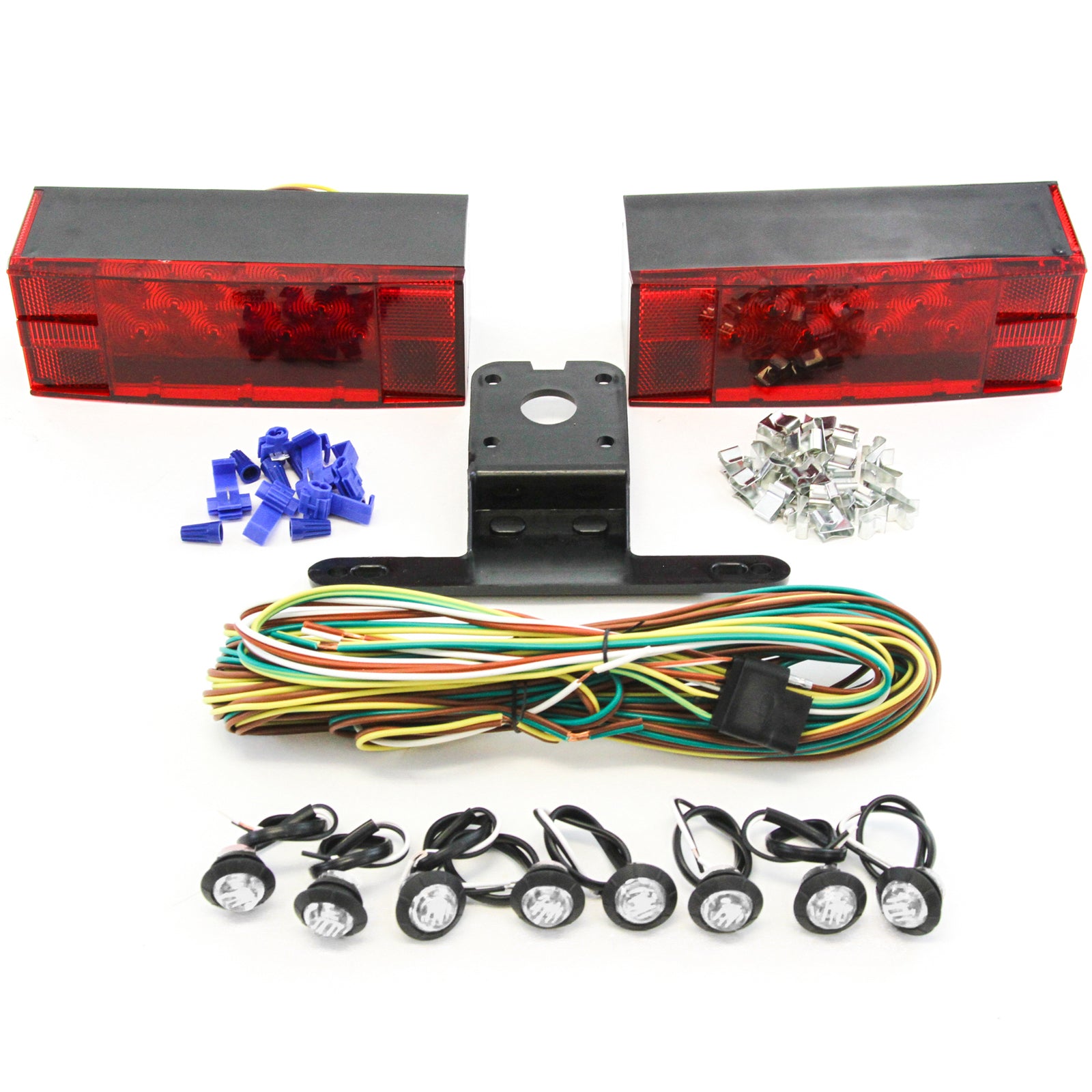 Red Hound Auto LED Submersible LowProfile Rectangle Light Kit Boat Marine & 8 Clear Side Marker