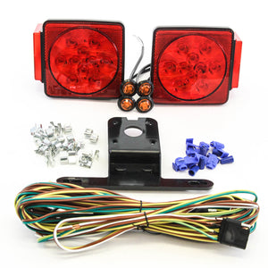 Red Hound Auto LED Submersible Square Light Kit Trailer 80 Inches- Boat Marine & 4 Amber Side Marker