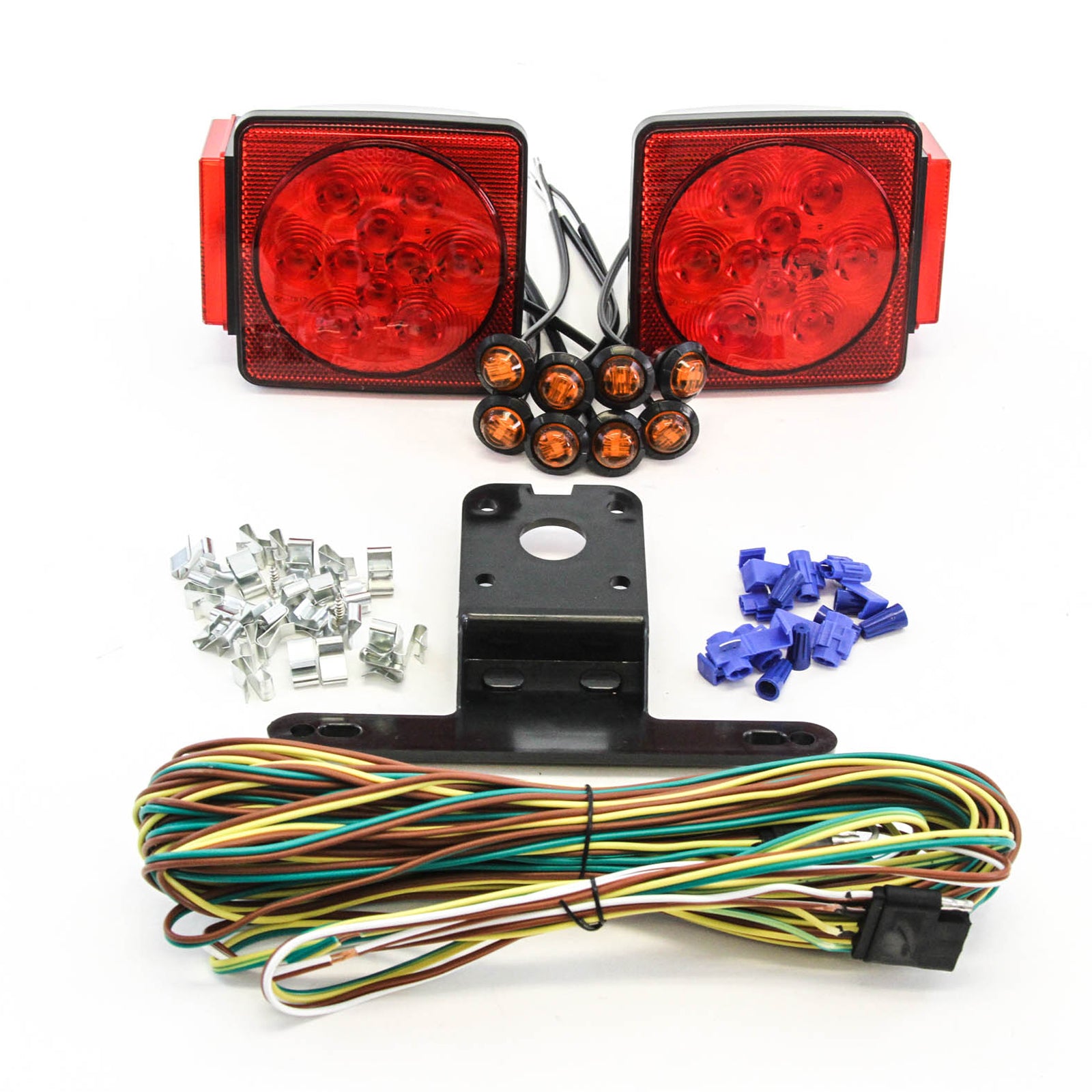 Red Hound Auto LED Submersible Square Light Kit Trailer 80 Inches- Boat Marine & 8 Amber Side Marker