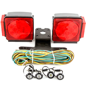 Red Hound Auto LED Submersible Square Light Kit Trailer 80 Inches- Boat Marine & 4 Clear Side Marker