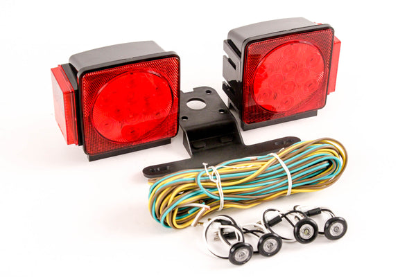 Red Hound Auto LED Submersible Square Light Kit Trailer 80 Inches- Boat Marine & 4 Clear Side Marker