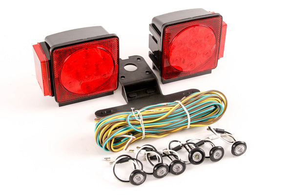 Red Hound Auto LED Submersible Square Light Kit Trailer 80 Inches- Boat Marine & 6 Clear Side Marker