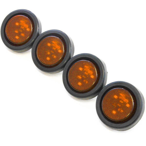 Red Hound Auto (4) Amber LED 2 Inches Round Side Marker Light Kits with Grommet Truck Trailer RV
