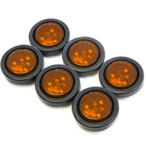 Red Hound Auto (6) Amber LED 2 Inches Round Side Marker Light Kits with Grommet Truck Trailer RV