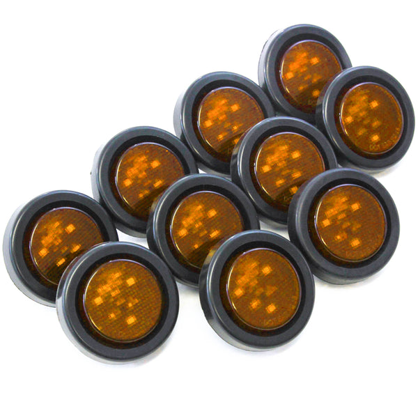 Red Hound Auto (10) Amber LED 2 Inches Round Side Marker Light Kits with Grommet Truck Trailer RV