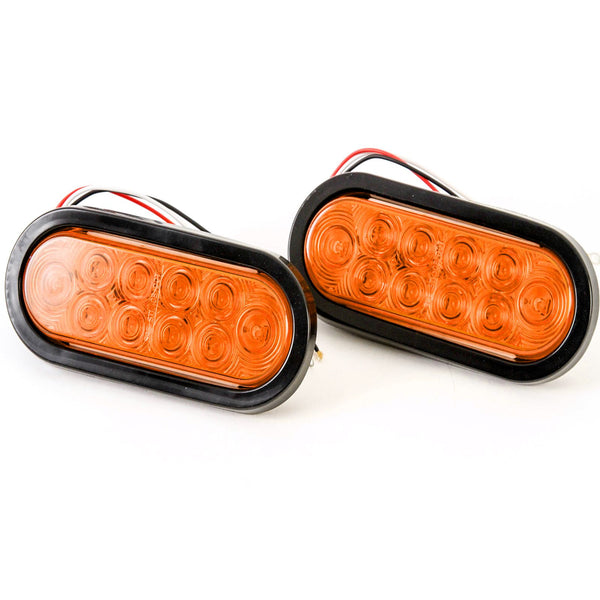 Red Hound Auto (2) 6 Inches Oval Amber LED Parking OR Turn Signal Light Flush Mount Trailer Truck