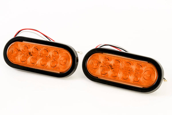 Red Hound Auto (2) 6 Inches Oval Amber LED Parking OR Turn Signal Light Flush Mount Trailer Truck
