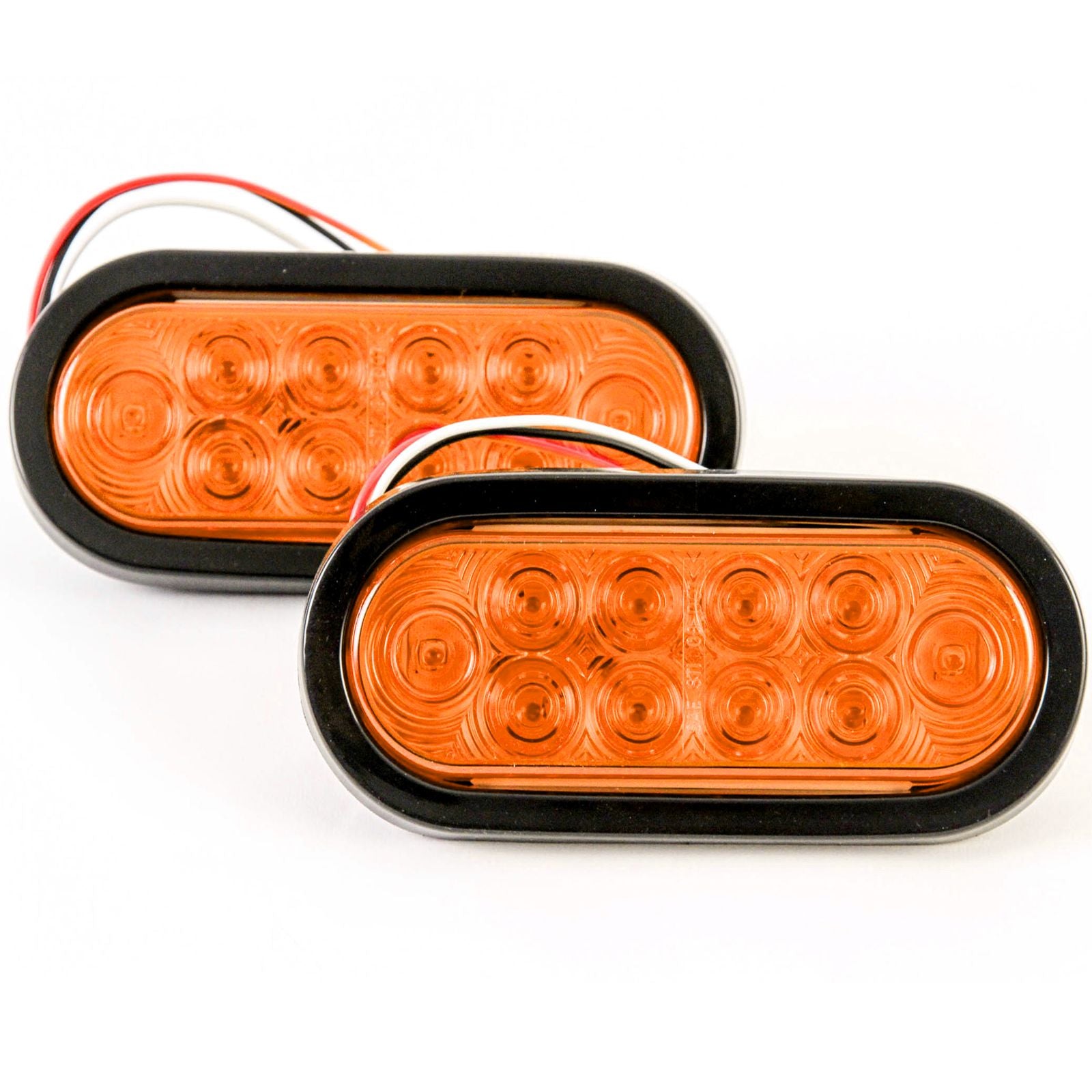 Red Hound Auto (2) 6 Inches Oval Amber LED Parking OR Turn Signal Light Flush Mount Trailer Truck