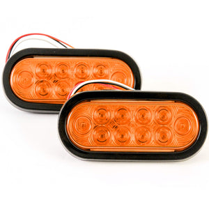 Red Hound Auto (2) 6 Inches Oval Amber LED Parking OR Turn Signal Light Flush Mount Trailer Truck