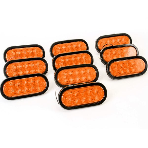 Red Hound Auto (10) 6 Inches Oval Amber LED Parking OR Turn Signal Light Flush Mount Trailer Truck
