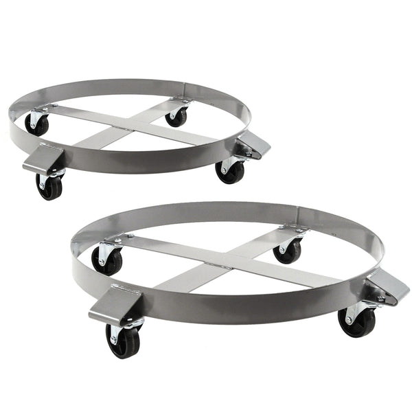 2 Heavy Duty Drum Dollies 1000 Pound - 55 Gallon Swivel Casters Wheel Steel Frame Non Tipping Hand Truck Capacity Dolly