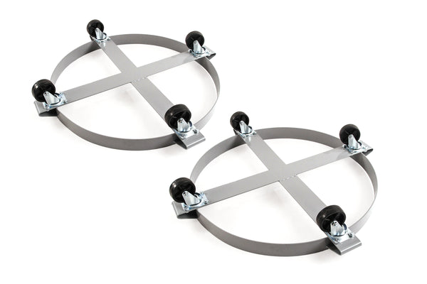 2 Heavy Duty Drum Dollies 1000 Pound - 55 Gallon Swivel Casters Wheel Steel Frame Non Tipping Hand Truck Capacity Dolly