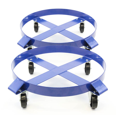 2) Heavy Duty - Swivel Caster Wheel - Drum Dolly 1000 Pound Capacity - 30 Gallon Steel Frame Non Tipping