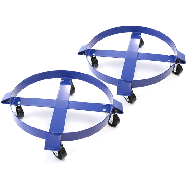 2) Heavy Duty - Swivel Caster Wheel - Drum Dolly 1000 Pound Capacity - 30 Gallon Steel Frame Non Tipping