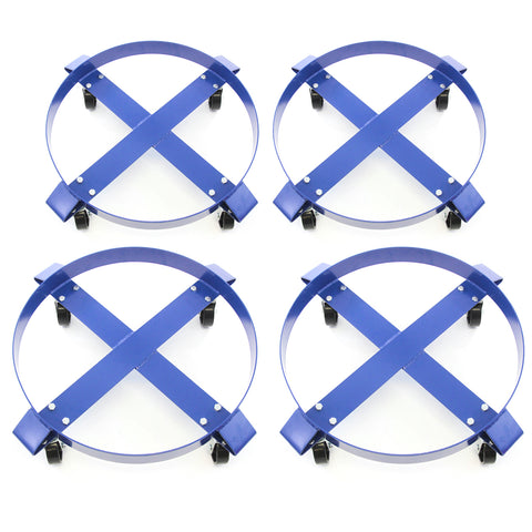 4) Heavy Duty - Swivel Caster Wheel - 30 Gallon Drum Dolly 1000 Pound Capacity - Steel Frame Non Tipping