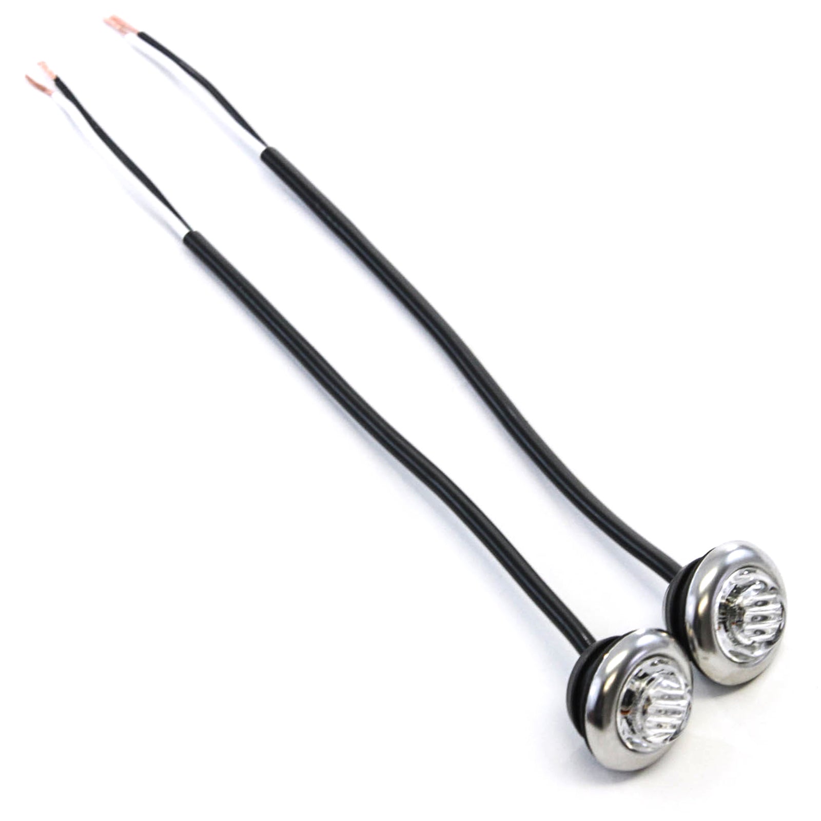 Red Hound Auto 2 Clear/Amber LED Marker Lights 3/4 Inches Trailer Bright Stainless Steel