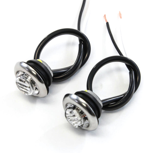 Red Hound Auto 2 Clear/Amber LED Marker Lights 3/4 Inches Trailer Bright Stainless Steel