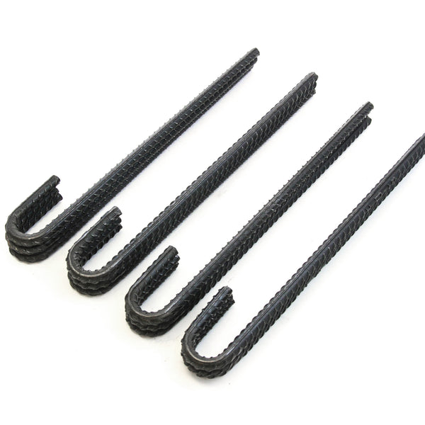12 Steel Rebar Ground Stakes J Hook Heavy Duty 12 Inches Deer Fence Hard Firm Soil Set