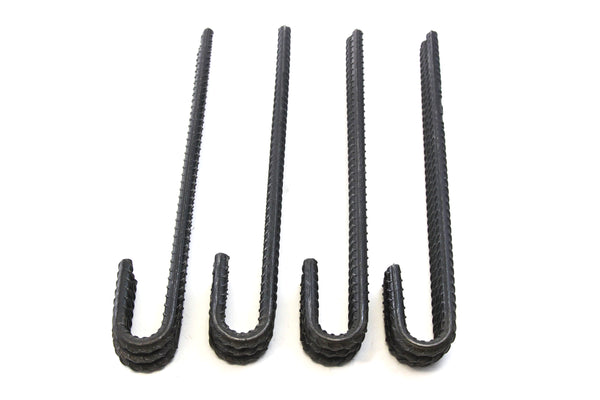 12 Steel Rebar Ground Stakes J Hook Heavy Duty 12 Inches Deer Fence Hard Firm Soil Set