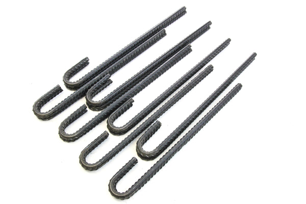 16 Steel Rebar Ground Stakes J Hook Heavy Duty 12 Inches Deer Fence Hard Firm Soil Set