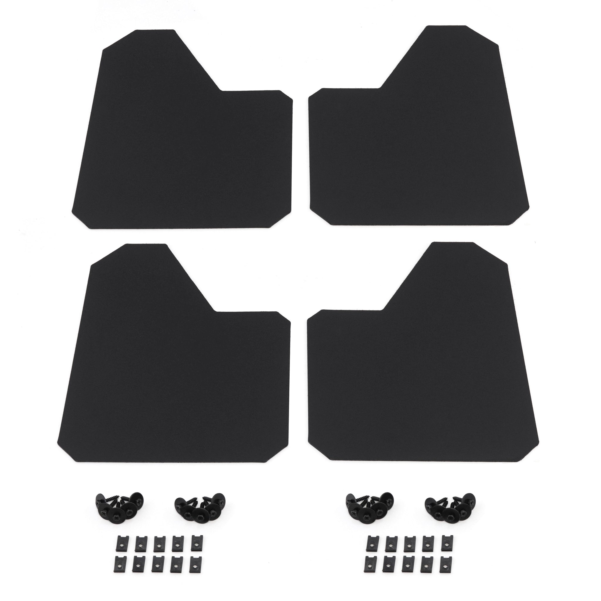 Red Hound Auto 4 Piece Racing Style Universal Splash Guards Wide Coverage Stone Guards fits Front and Rear Driver and Passenger Mud Flaps Black 4pc Set with Hardware 11" x 14"
