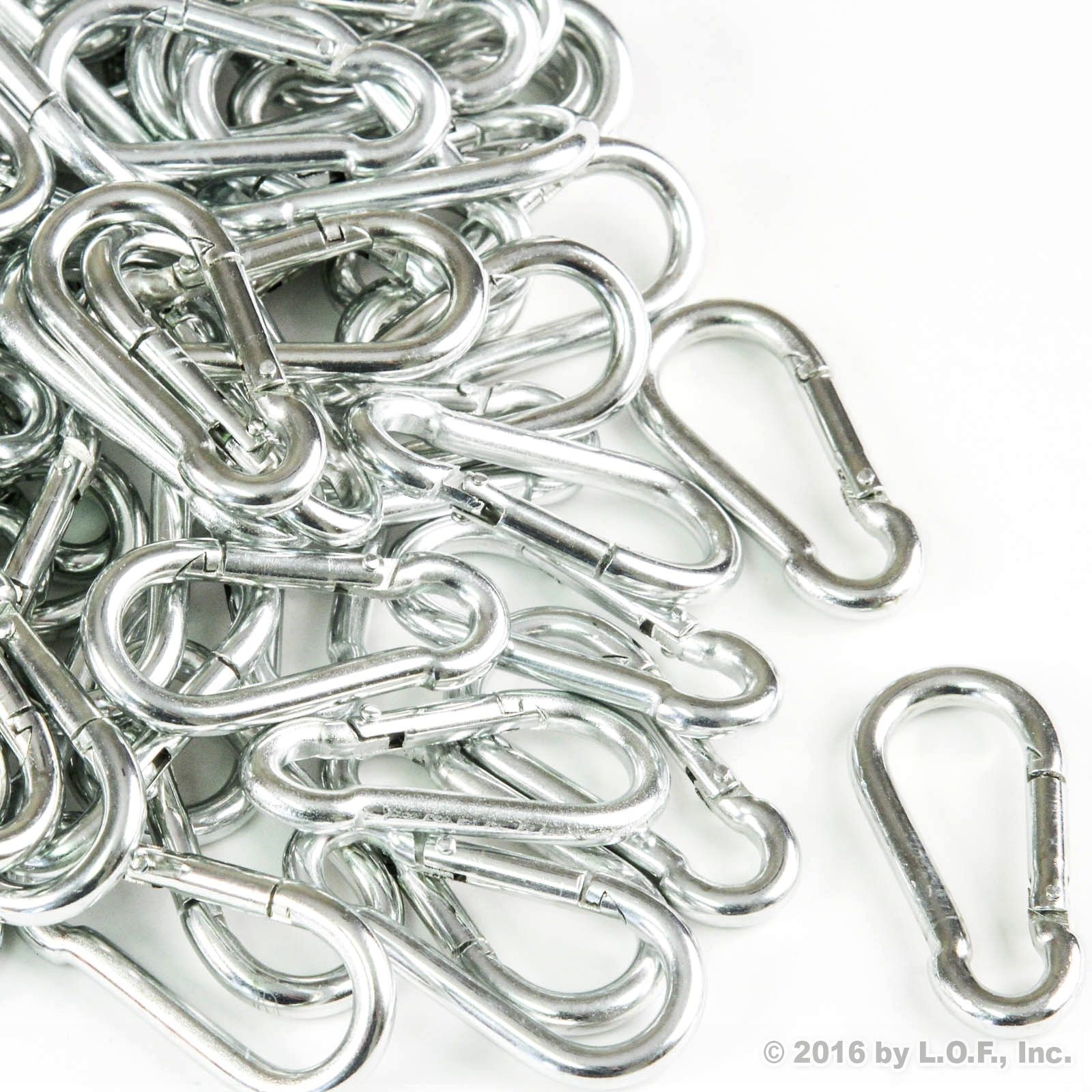 Red Hound Auto 100 Steel Spring Snap Quick Link Carabiner Hook Clips 1-5/8 Inches Length - Light Duty 80 Pound - 5/32 Inches Thick